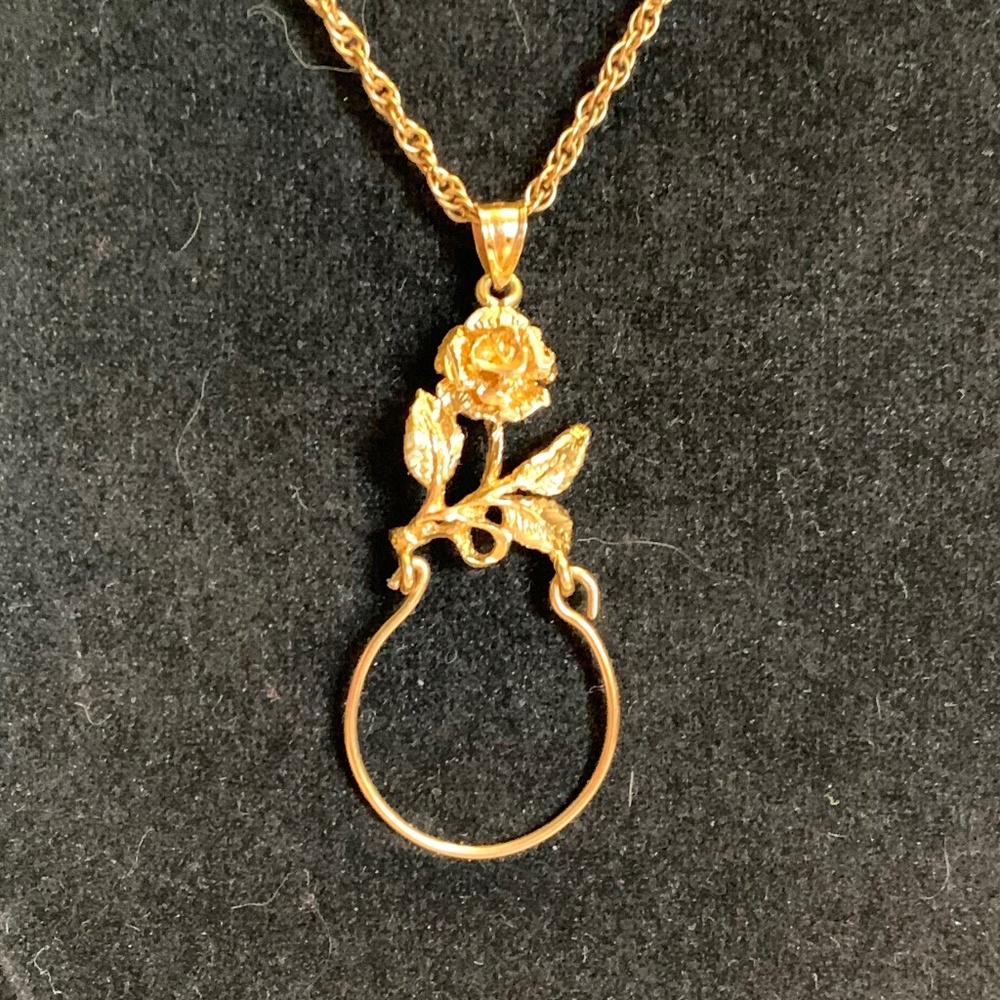 Vintage 1990s Charm Holder Pendant Adorned with a Rose! Necklace Sold Separately